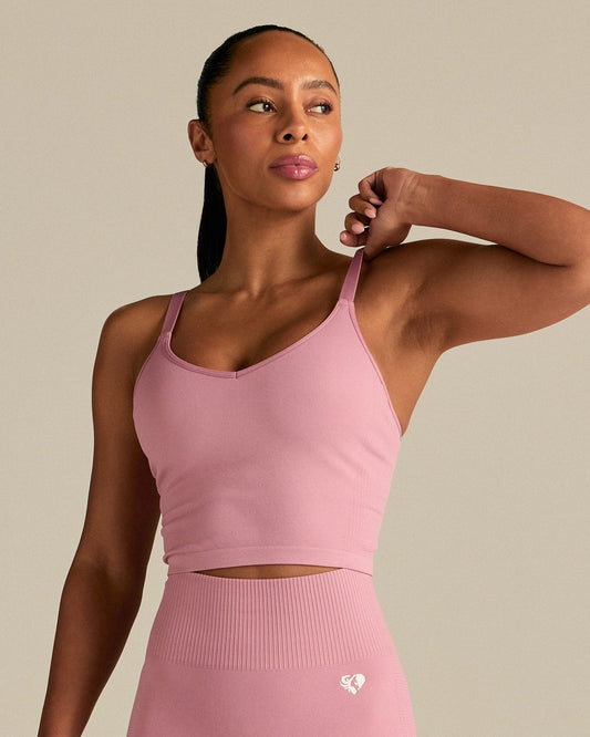 Power Seamless Built-In Bra Tank | Blush Pink