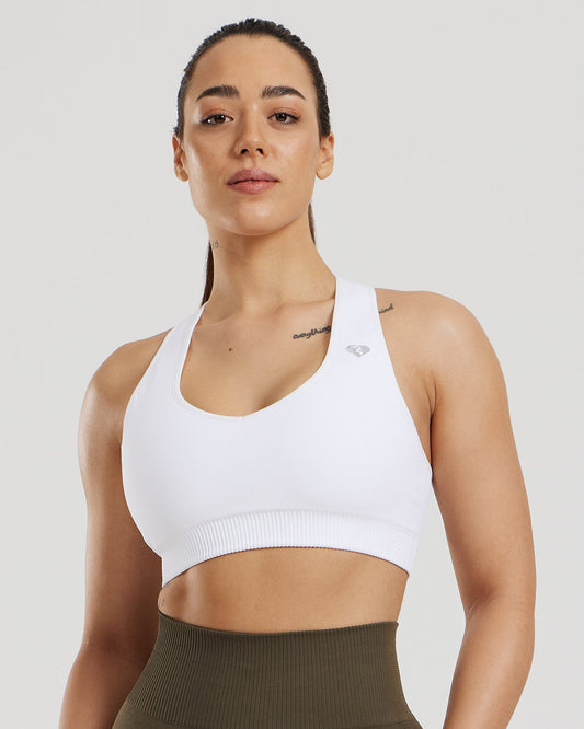 Power Seamless Sweetheart Bra | White
