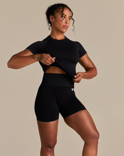 Power Seamless Short Sleeve Top | Black