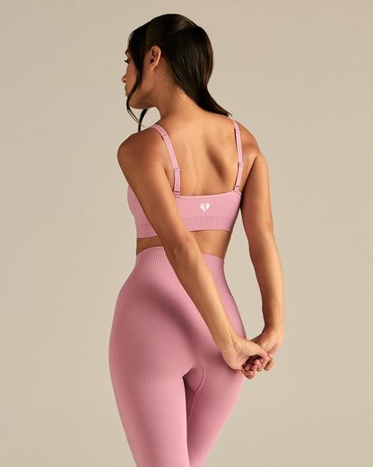 Power Seamless Zip Front Bra | Blush Pink