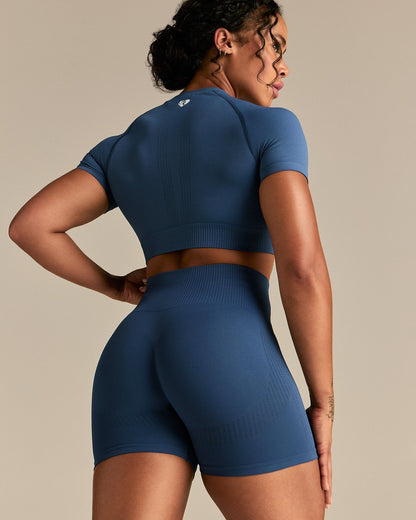 Power Seamless Short Sleeve Crop Top | Blueberry
