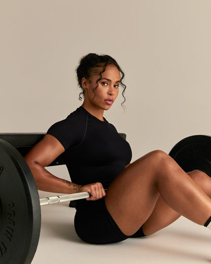 Power Seamless Short Sleeve Top | Black